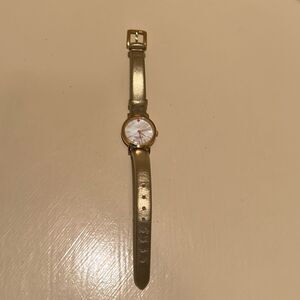Kate Spade Gold Tone Watch Metallic Leather Band Minimalist Preppy Old Money